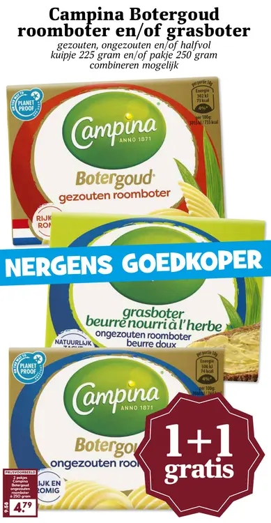 Aanbieding: Botergoud roomboter en/of grasboter
