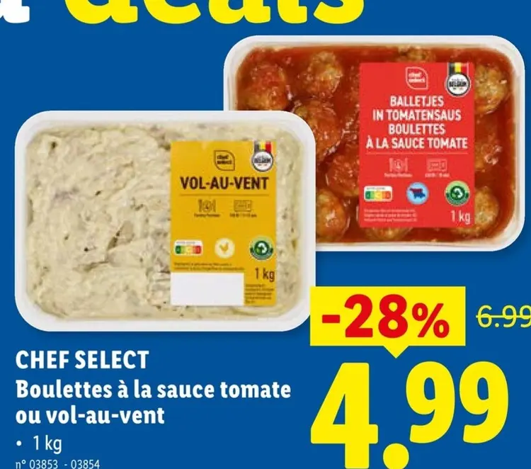 Offre: Boulettes à la sauce tomate ou vol-au-vent
