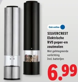 Aanbieding: Elektrische RVS peper-en zoutmolen