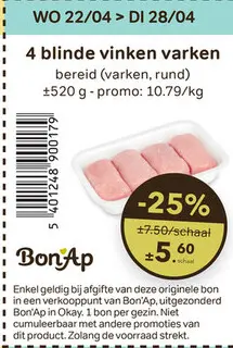 Promotie: 4 blinde vinken varken
