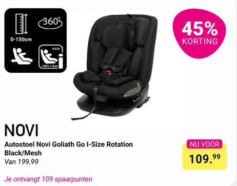 Aanbieding: Autostoel Novi Goliath Go I-Size Rotation Black
