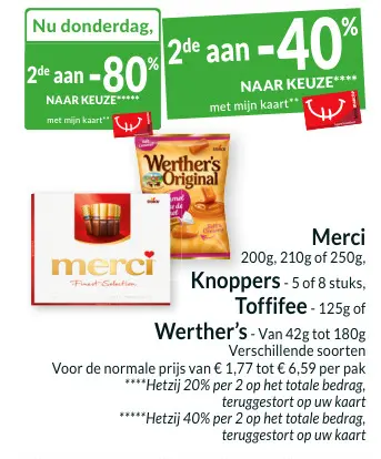 Promotie: Merci, Knoppers, Toffifee, Werther's