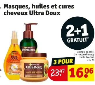Offre: Masques, huiles et cures cheveux Ultra Doux