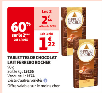 Aanbieding: TABLETTES DE CHOCOLAT LAIT FERRERO ROCHER