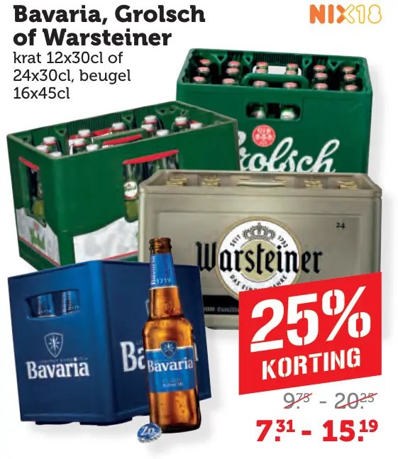 Aanbieding: Bavaria, Grolsch of Warsteiner