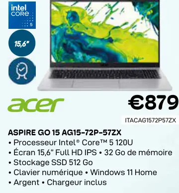 Offre: Aspire go 15 ag15-72p-57zx