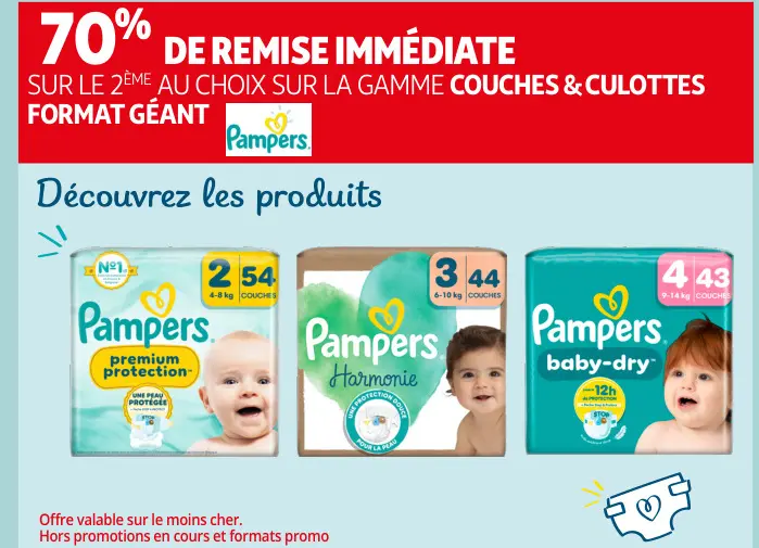 Offre: Pampers couches & culottes
