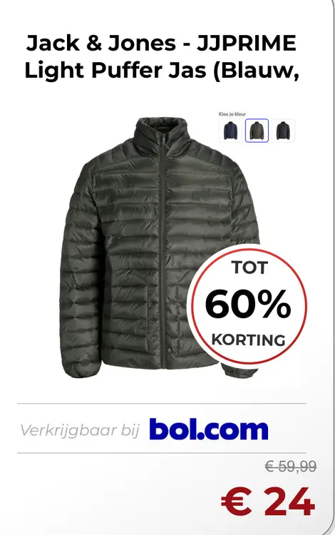 Aanbieding: JJPRIME Light Puffer Jas