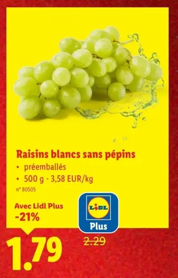 Offre: Raisins blancs sans pépins