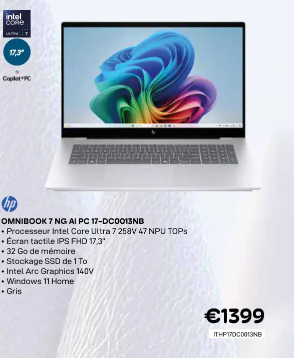 Offre: Hp omnibook 7 ng ai pc 17-dc0013nb
