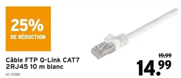 Offre: Câble FTP Q-Link CAT7 2RJ45 10 m blanc