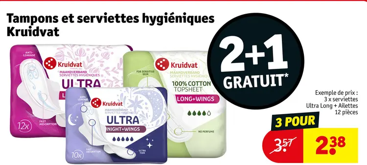 Offre: Tampons et serviettes hygiéniques
