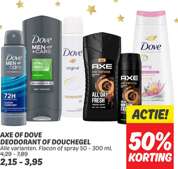 Aanbieding: AXE OF DOVE DEODORANT OF DOUCHEGEL