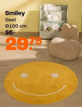 Promotie: Smiley geel vloerkleed