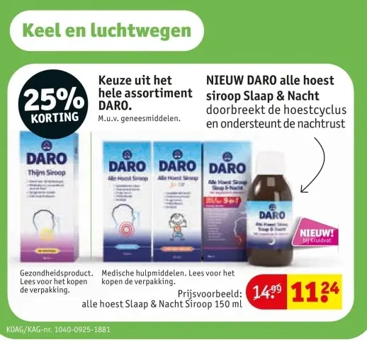 Aanbieding: DARO alle hoest siroop Slaap & Nacht