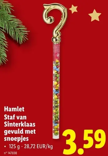 Aanbieding: Staf van Sinterklaas gevuld met snoepjes