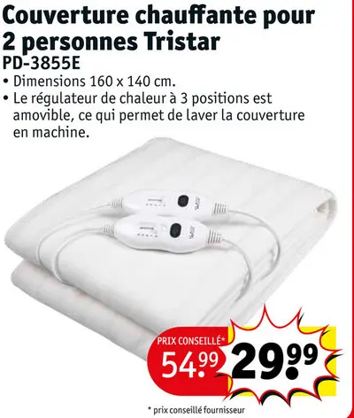 Offre: Couverture chauffante pour 2 personnes