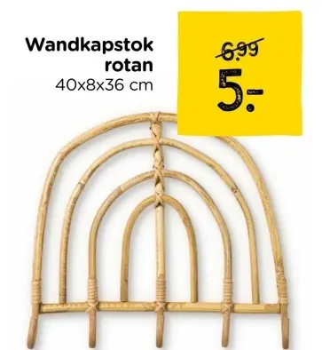Aanbieding: Wandkapstok rotan