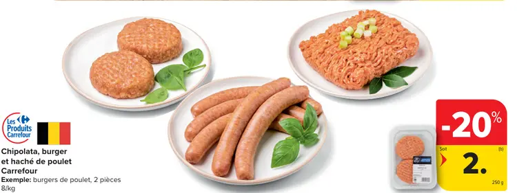 Offre: Chipolata, burger et haché de poulet