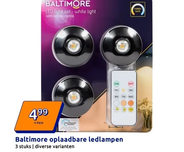 Aanbieding: Baltimore oplaadbare ledlampen