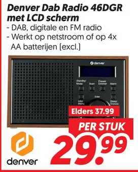 Aanbieding: Denver Dab Radio 46DGR met LCD scherm