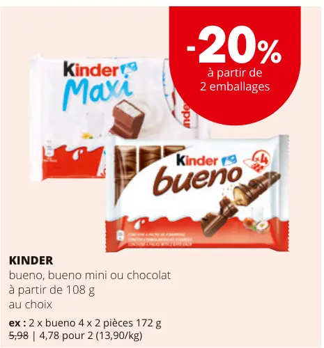 Offre: bueno, bueno mini ou chocolat