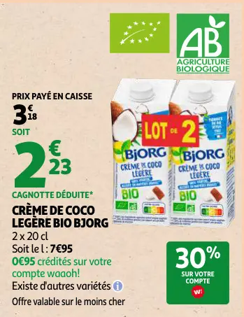 Promotie: Crème de coco legère bio