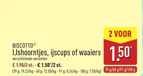 Promotie: IJshoorntjes, ijscups of waaiers