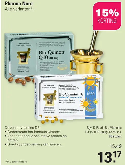 Aanbieding: D-Pearls Bio-Vitamine D3 1520 IE (38 µg) Caps