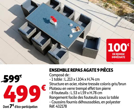 Promotie: Ensemble repas agate 9 pièces