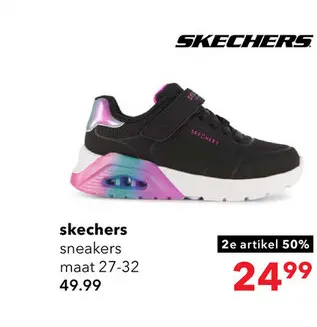 Aanbieding: Skechers Uno Lite 2.0 meisjes sneakers zwart roze