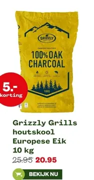 Aanbieding: Grizzly Grills houtskool Europese Eik