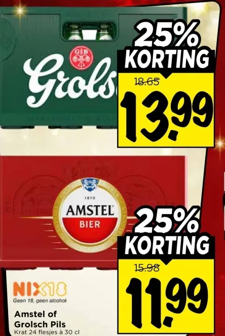 Aanbieding: Amstel of Grolsch Pils