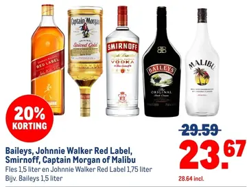 Aanbieding: Baileys, Johnnie Walker Red Label, Smirnoff,