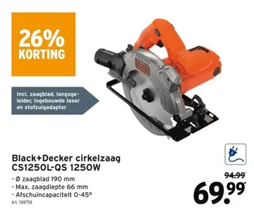 Aanbieding: Black+Decker cirkelzaag CS1250L-QS 1250W