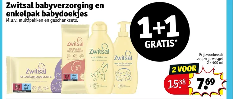 Aanbieding: Zwitsal babyverzorging en enkelpak babydoekje