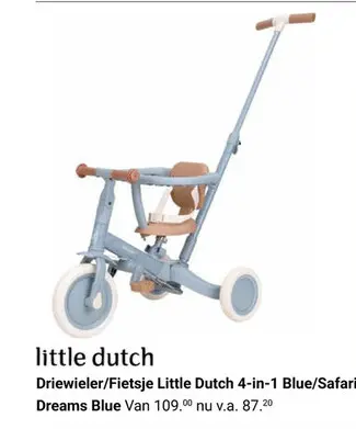 Aanbieding: Driewieler/Fietsje Little Dutch 4-in-1 Blue/S