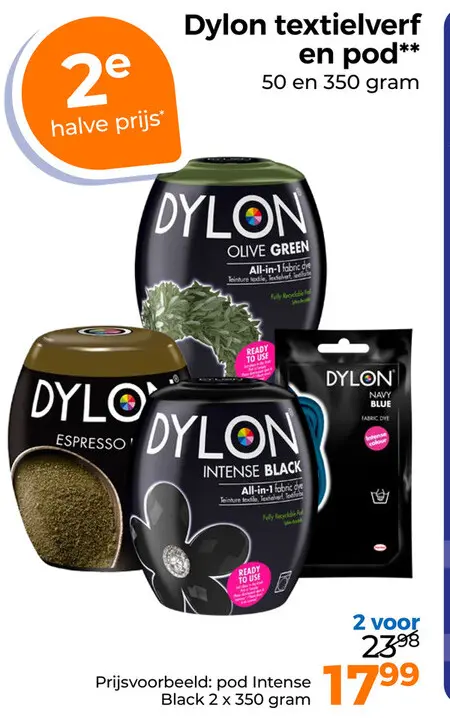 Aanbieding: textielverf en pod