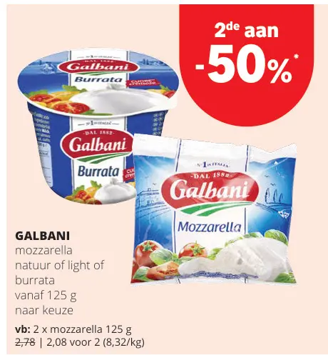 Promotie: Mozzarella natuur of light of burrata
