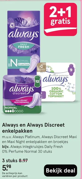 Aanbieding: Always en Always Discreet enkelpakken