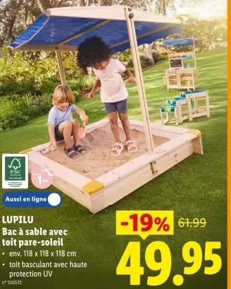 Offre: Bac à sable avec toit pare-soleil