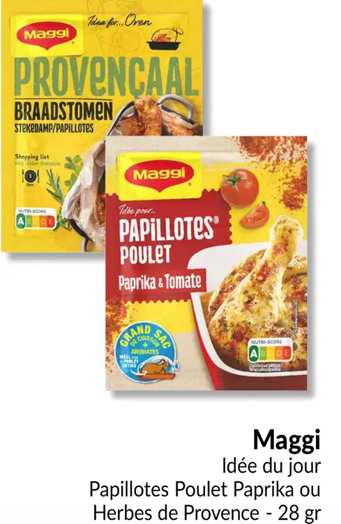Offre: Idée du jour Papillotes Poulet Paprika ou Herbes de Provence