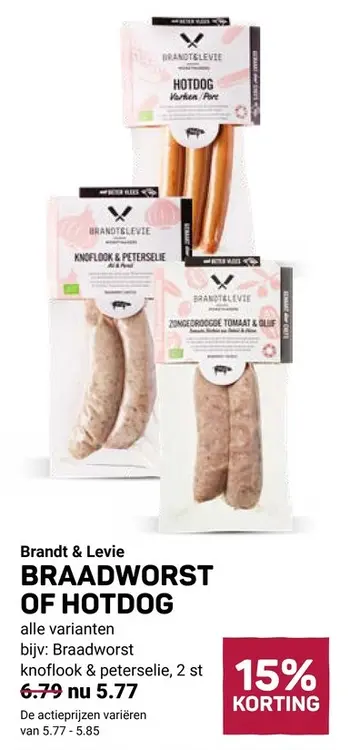 Aanbieding: Brandt & Levie BRAADWORST OF HOTDOG