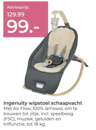 Aanbieding: Wipstoel schaapvacht