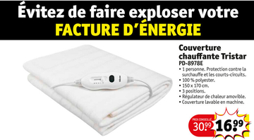 Offre: Couverture chauffante Tristar PD-8978E