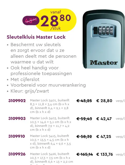 Promotie: Sleutelkluis Master Lock