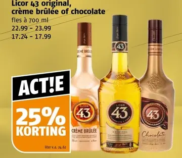 Aanbieding: Licor 43 original, crème brûlée of chocolate