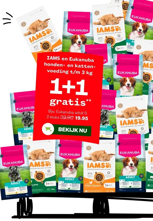Aanbieding: Honden- en kattenvoeding t/m 3 kg