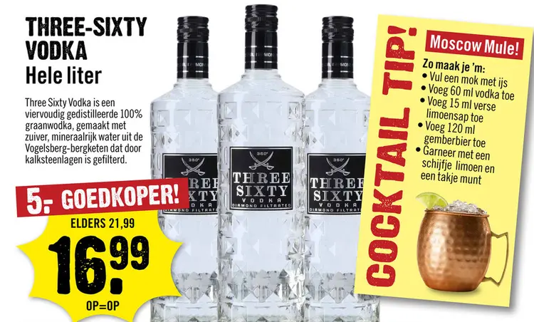 Aanbieding: Three-Sixty Vodka 100 cl