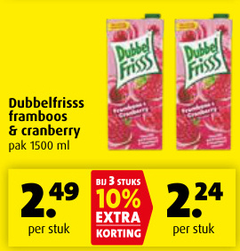 Aanbieding: Dubbelfrisss framboos & cranberry